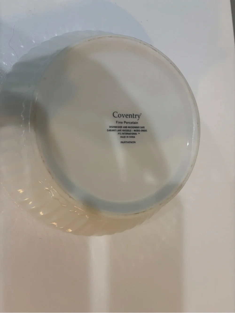 New Large White Coventry Porcelain Serving Bowl - Classic Design Made in China.